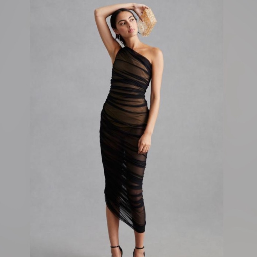 Norma Kamali Ruched Sheer Dress